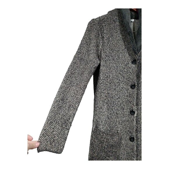 J. Jill Women's Long Button-Down Gray/Black Tweed Cardigan Sweater Pockets Sz XS - Picture 5 of 14